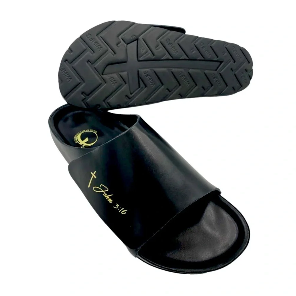 Men’s Revival Slides Sandals John 3:16 Christian Easter Cross Men’s 10 1/2